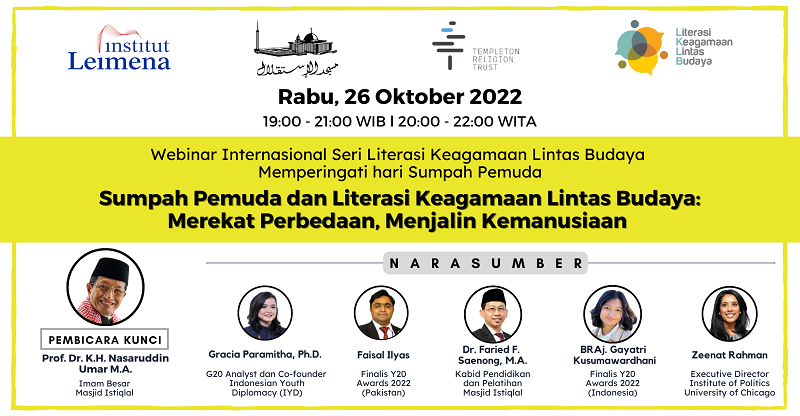 Webinar Internasional seri LKLB: The Youth Pledge and Cross Cultural Religious Literacy: Uniting Differences, Weaving Humanity Webinar Internasional seri LKLB: The Youth Pledge and Cross Cultural Religious Literacy: Uniting Differences, Weaving Humanity