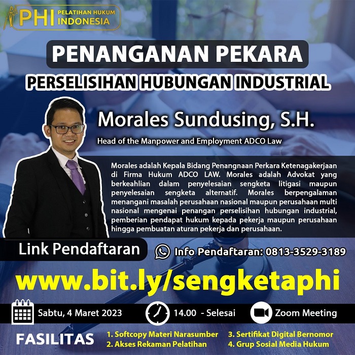 Pelatihan Penanganan Sengketa Perselisihan Hubungan Industrial Pelatihan Penanganan Sengketa Perselisihan Hubungan Industrial