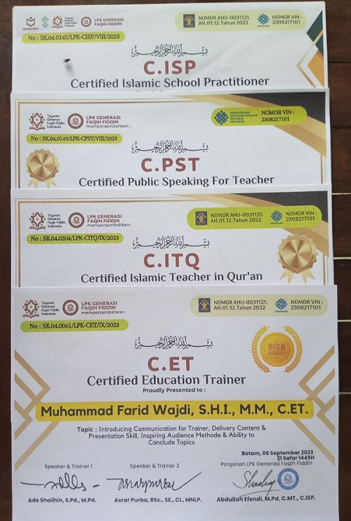 4 Certified dari LPK Generasi Faqih Fiddin Indonesia. (foto: ist/*)