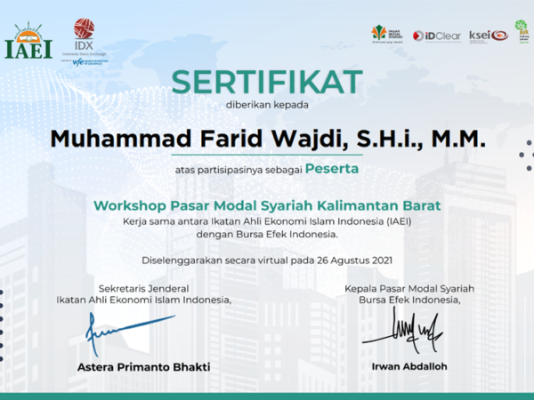 Sertifikat Workshop Pasar Modal Syariah