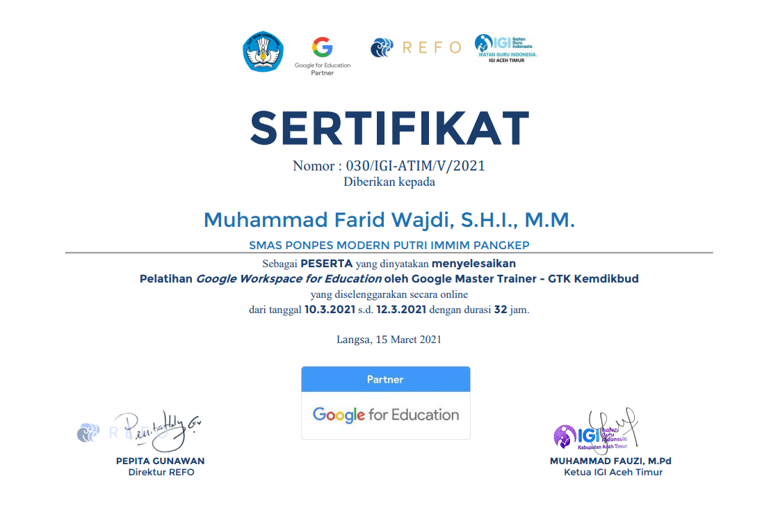 Pelatihan Google Workspace for Education Pelatihan Google Workspace for Education