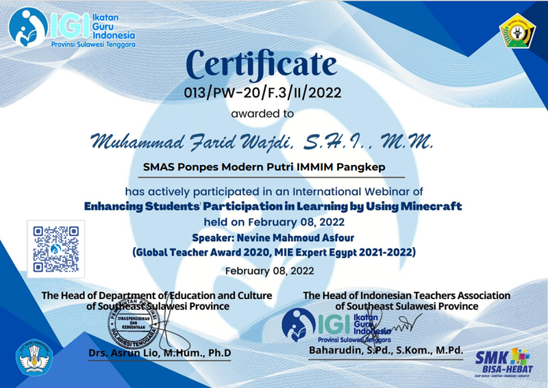 Webinar IGI Sultra: Enhancing Students Participation in Learning by Using Minecraft Webinar IGI Sultra: Enhancing Students Participation in Learning by Using Minecraft
