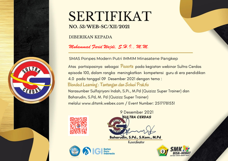 Webinar Sultra Cerdas "Blended Learning: Tantangan dan Solusi Praktis" Webinar Sultra Cerdas "Blended Learning: Tantangan dan Solusi Praktis"
