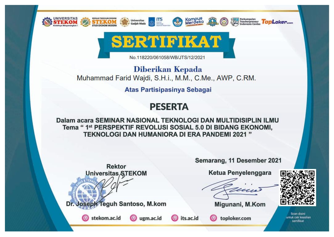 Seminar Nasional STEKOM, Teknologi dan Multi-Disiplin Ilmu #1