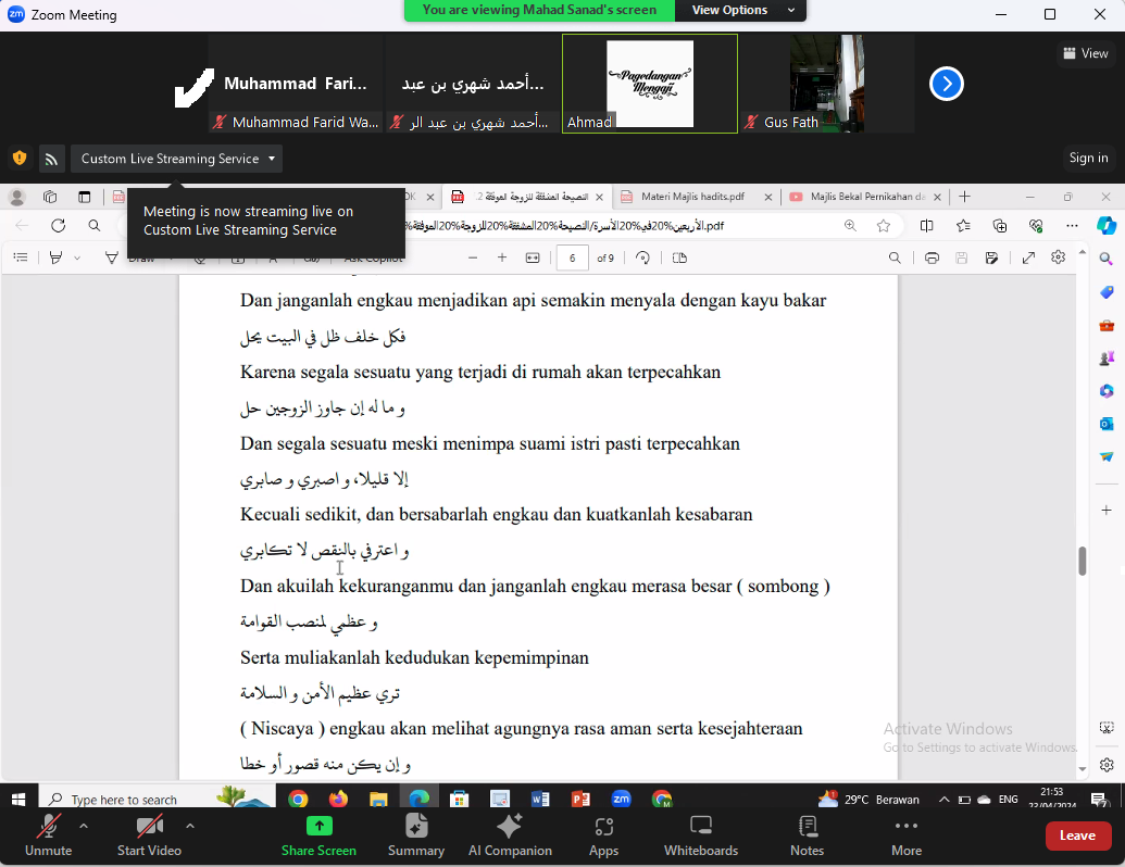Mengikuti Majelis Sama' Al-'Arbain Al-Zaujiyyah Mengikuti Majelis Sama' Al-'Arbain Al-Zaujiyyah