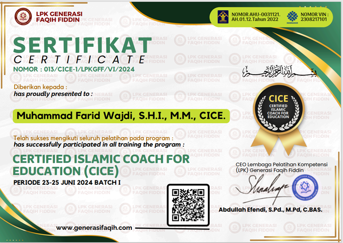 Meraih Certified Islamic Coach for Education (CICE)