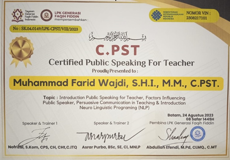 Meraih Certified Public Speaking for Teacher (C.PST) Meraih Certified Public Speaking for Teacher (C.PST)