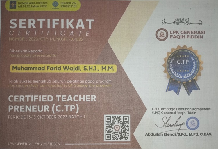 Meraih Certified Teacher Preneur (C.TP)