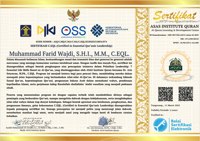 Meraih Certified in Essential Qur'anic Leadership (C.EQL)