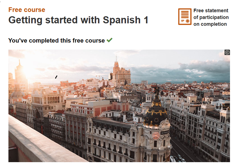 Statement of Participation: Getting Started With Spanish (1-2-3)