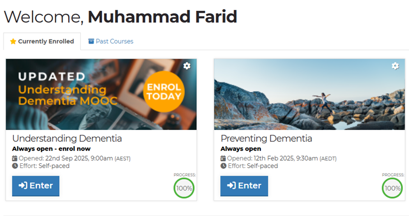 Menyelesaikan MOOC "Understanding and Preventing Dementia" dari Wicking Dementia Centre - Universitas Tasmania