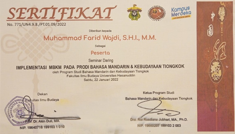Seminar Daring "Implementasi MBKM pada Prodi Bahasa Mandarin dan Kebudayaan Tiongkok" FIB UNHAS Seminar Daring "Implementasi MBKM pada Prodi Bahasa Mandarin dan Kebudayaan Tiongkok" FIB UNHAS