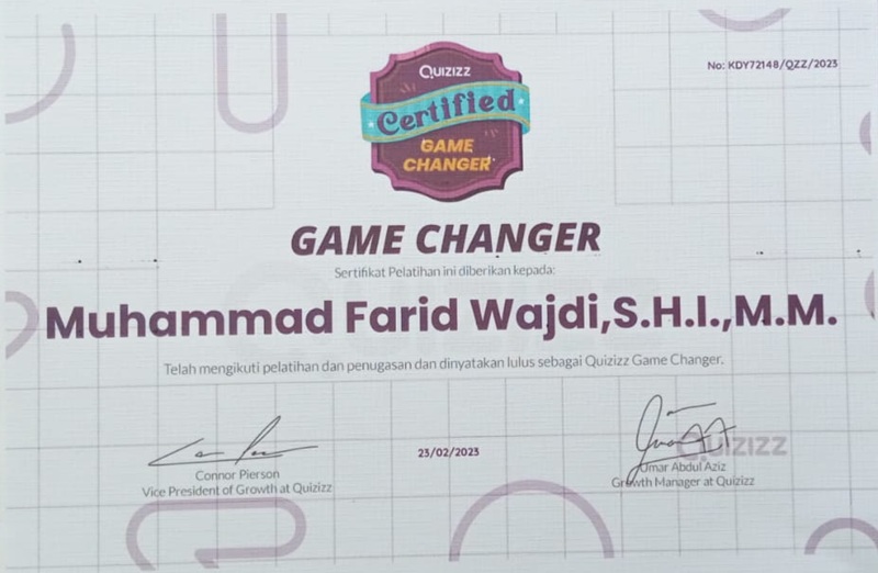 Mengikuti Pelatihan Quizizz dan Meraih "Quizizz Certified Game Changer" Mengikuti Pelatihan Quizizz dan Meraih "Quizizz Certified Game Changer"