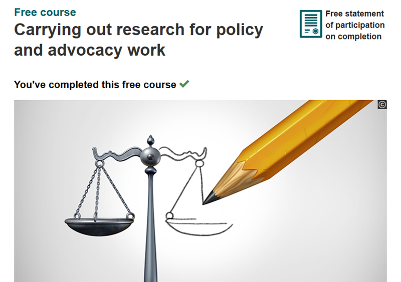 Free Course: Carrying Out Research for Policy and Advocacy Work