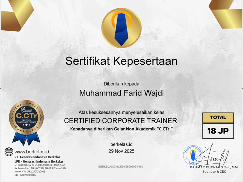 Kelas Berkelas.id: Certified Corporate Trainer (C.CTr) Kelas Berkelas.id: Certified Corporate Trainer (C.CTr)