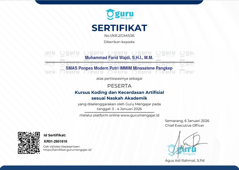 Kursus Koding dan Kecerdasan Artifisial sesuai Naskah Akademik