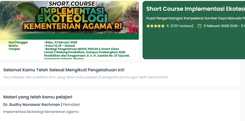Short Course Implementasi Ekoteologi Kementerian Agama Short Course Implementasi Ekoteologi Kementerian Agama
