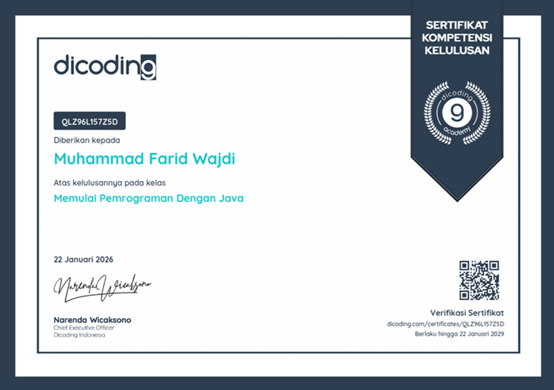 Memulai Pemrograman dengan Java di Dicoding Academy Memulai Pemrograman dengan Java di Dicoding Academy