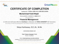 Menyelesaikan Kursus "Financial Management" Great Nusa - Binus University