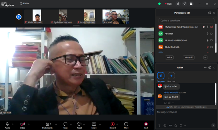 Dr Abu Haif dan Kehadiran Mahasiswa di Ruang Zoom. (foto: ist/*)