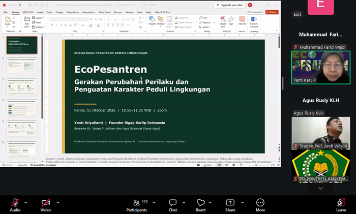 Zoom Meeting "Eco-Pesantren" Kemenag RI. (immimpangkep, 15/10/2026)